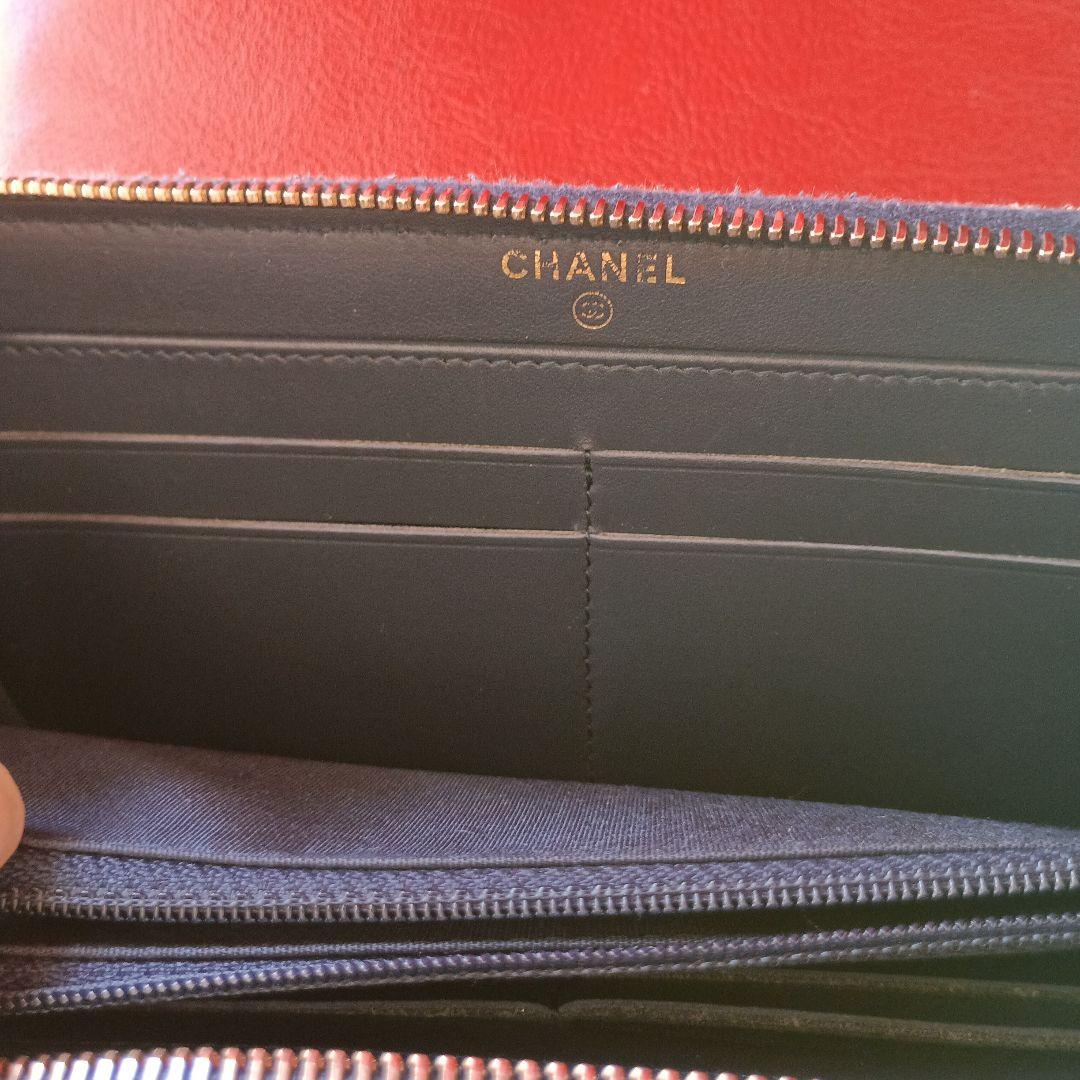 CHANEL 長財布 紺色 キャンバス