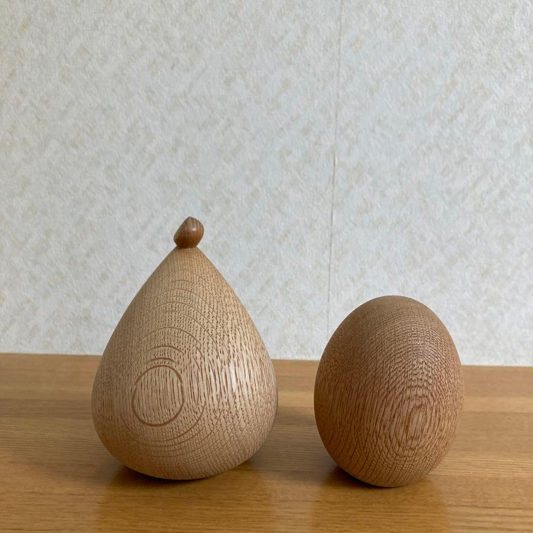 希少　太田久幸氏HISACRAFT 木製人形型置物 2点セット　ヒヨコ　ニワトリ