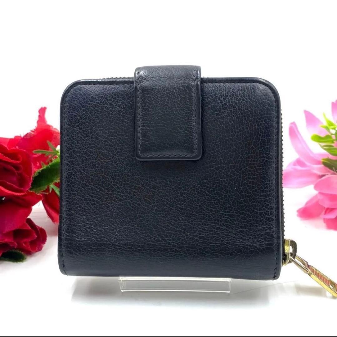 サンローラン◎二つ折り 財布 コンパクトジップ ラウンドファスナー ブラック 黒