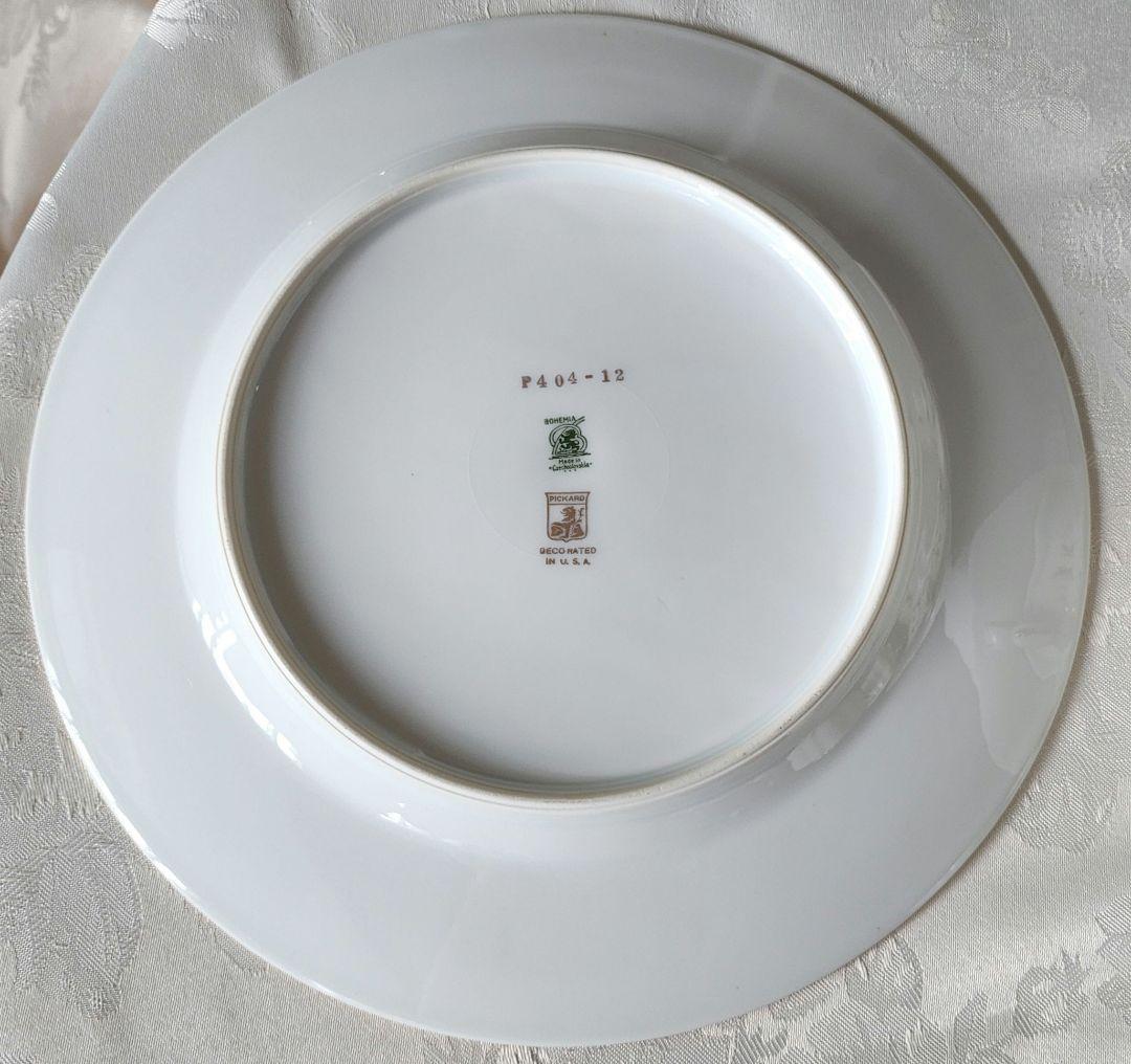 希少 金彩 プレート 手描き ピカード装飾 ドレスデンブーケ アンティーク