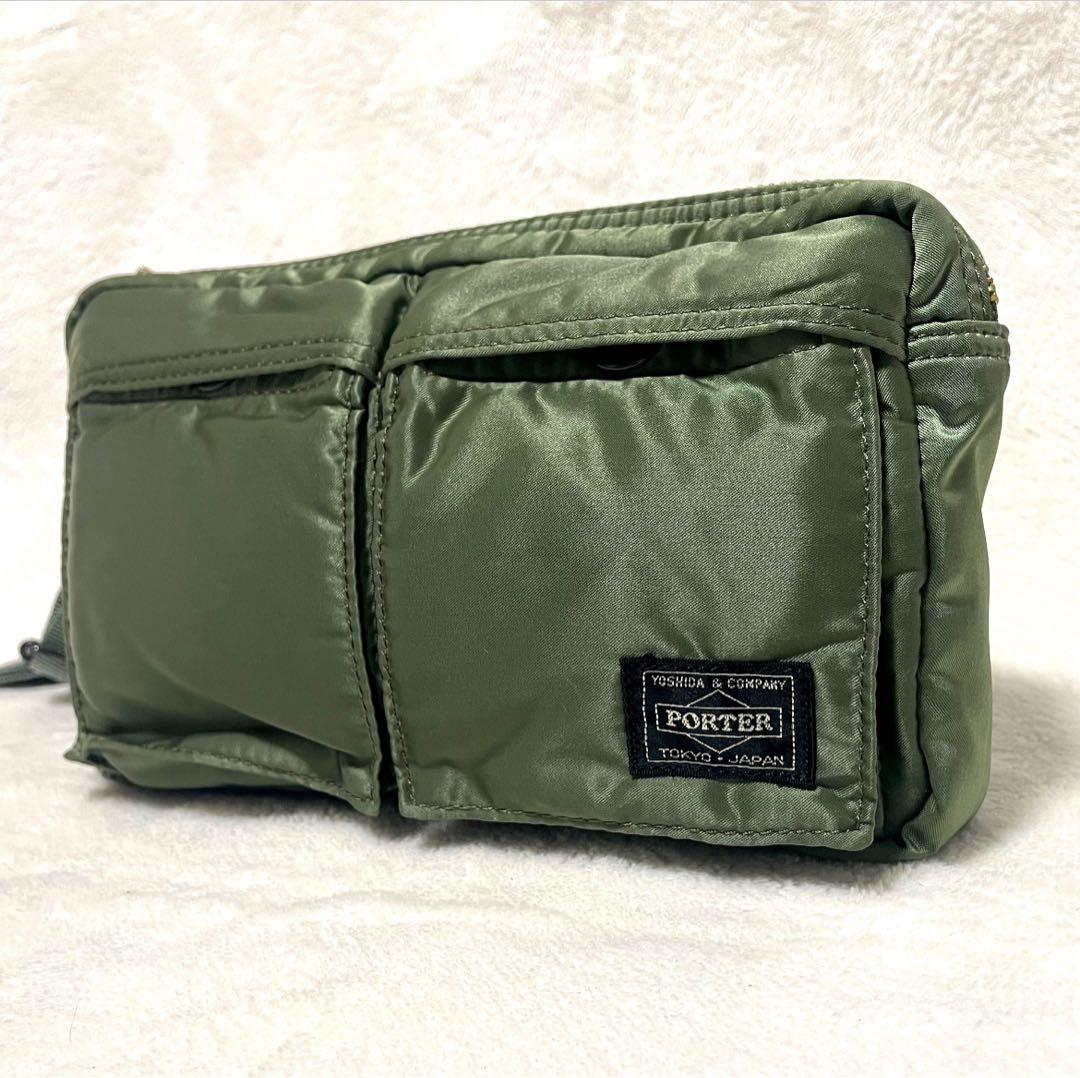 【未使用級】 PORTER タンカー ボディバッグ セージグリーン