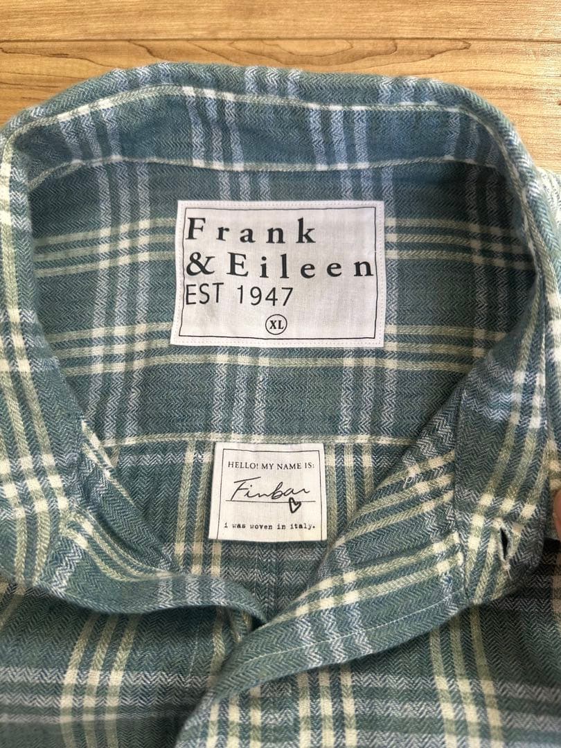 極美品Frank & Eileen チェック柄　ブルー長袖シャツ XL