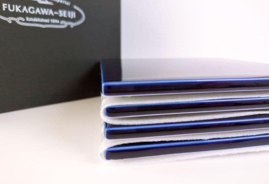 深川製磁　陶板 正方形　瑠璃 　４枚