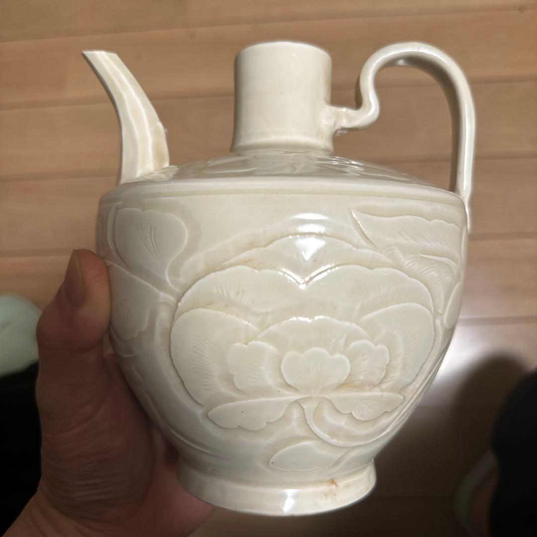 宋代白磁、定窯、白釉壷、水注、执壷