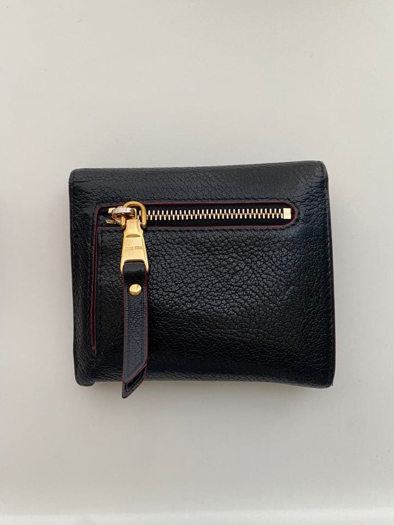 miu miu ラブレター　二つ折り財布 黒 レザー