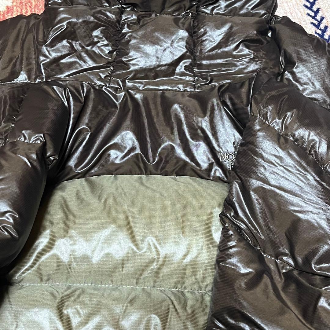 THE NORTH FACE フード付きダウンジャケット ブラウン×カーキ