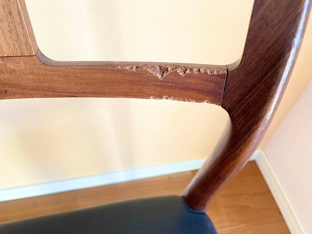 傷有りダイニングチェア4脚デンマークニールス・モラーチーク材 椅子大塚家具リペア