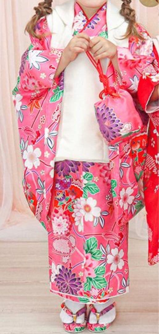 子供用 ピンク 花柄 着物 七五三