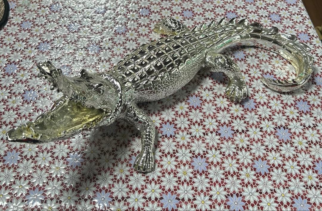 クロコダイル シルバー 置物