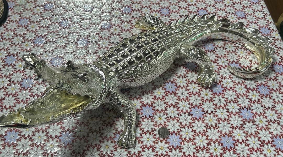 クロコダイル シルバー 置物