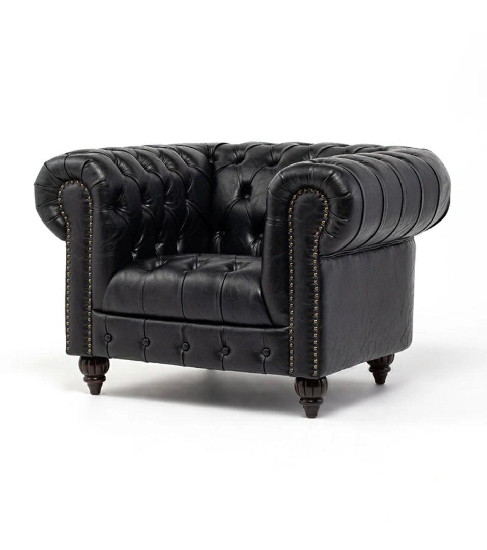 Clubman クラブマン 1人掛け ソファ 1P ブラック アンティーク調