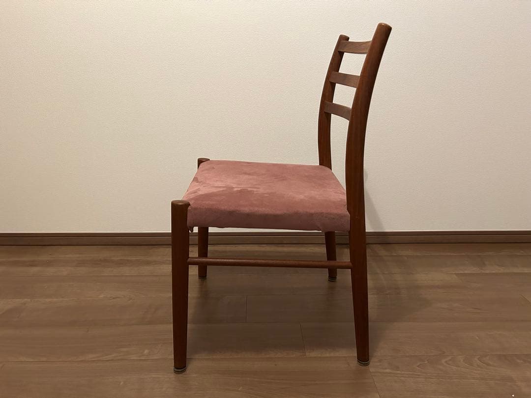 ヴィンテージ　チーク無垢材×スエード　チェア　青林製作所　椅子　北欧
