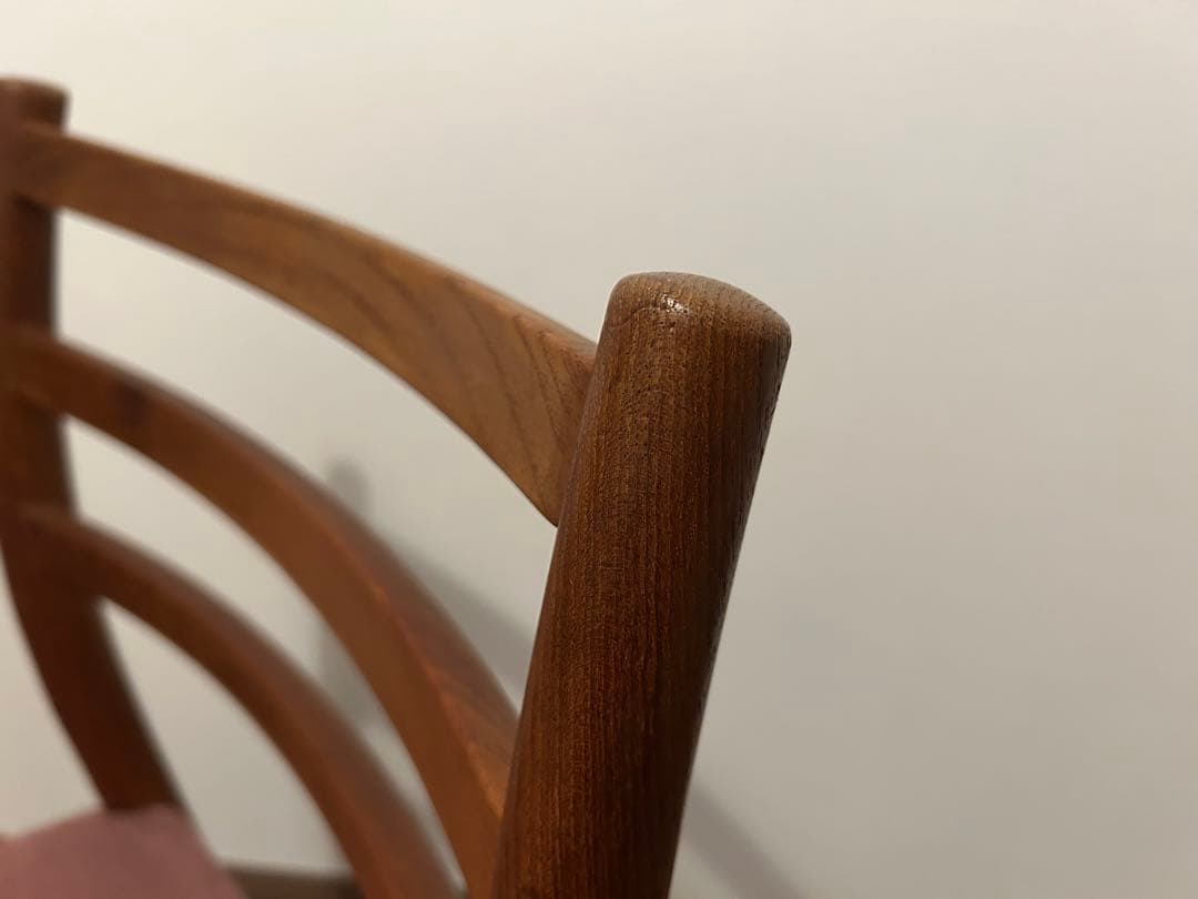 ヴィンテージ　チーク無垢材×スエード　チェア　青林製作所　椅子　北欧