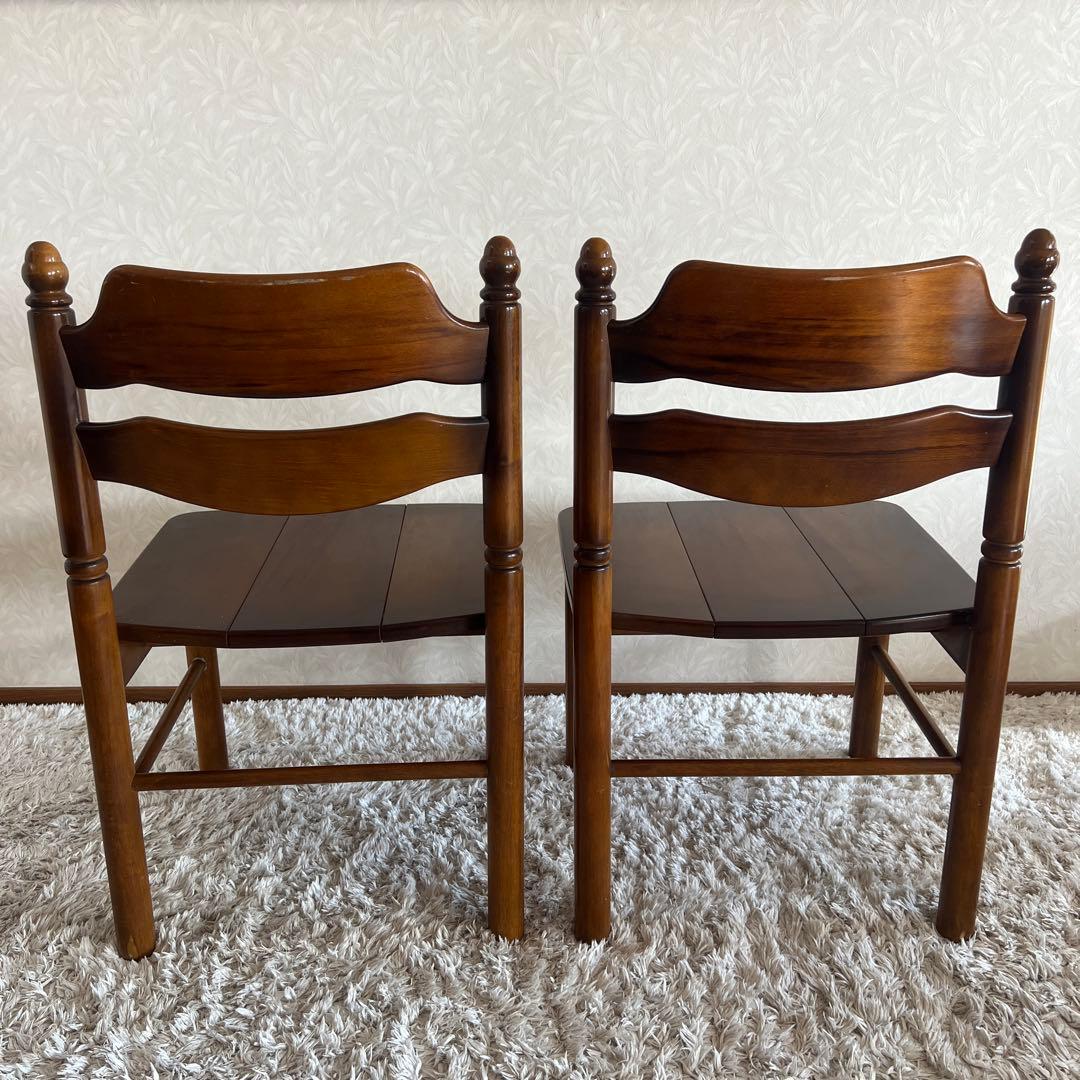オールド カリモク コロニアル ダイニングチェア 馬車刻印 2脚 90年代 ①