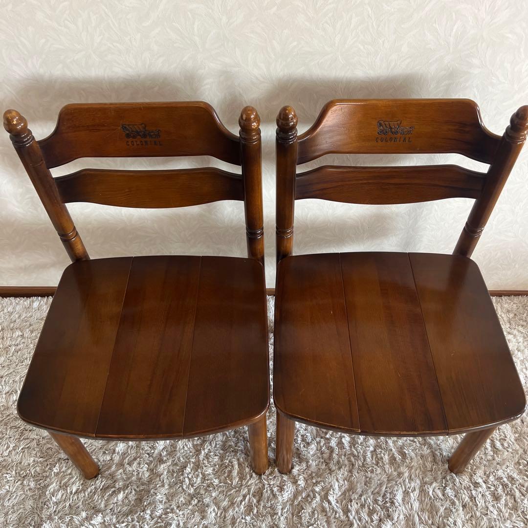 オールド カリモク コロニアル ダイニングチェア 馬車刻印 2脚 90年代 ①