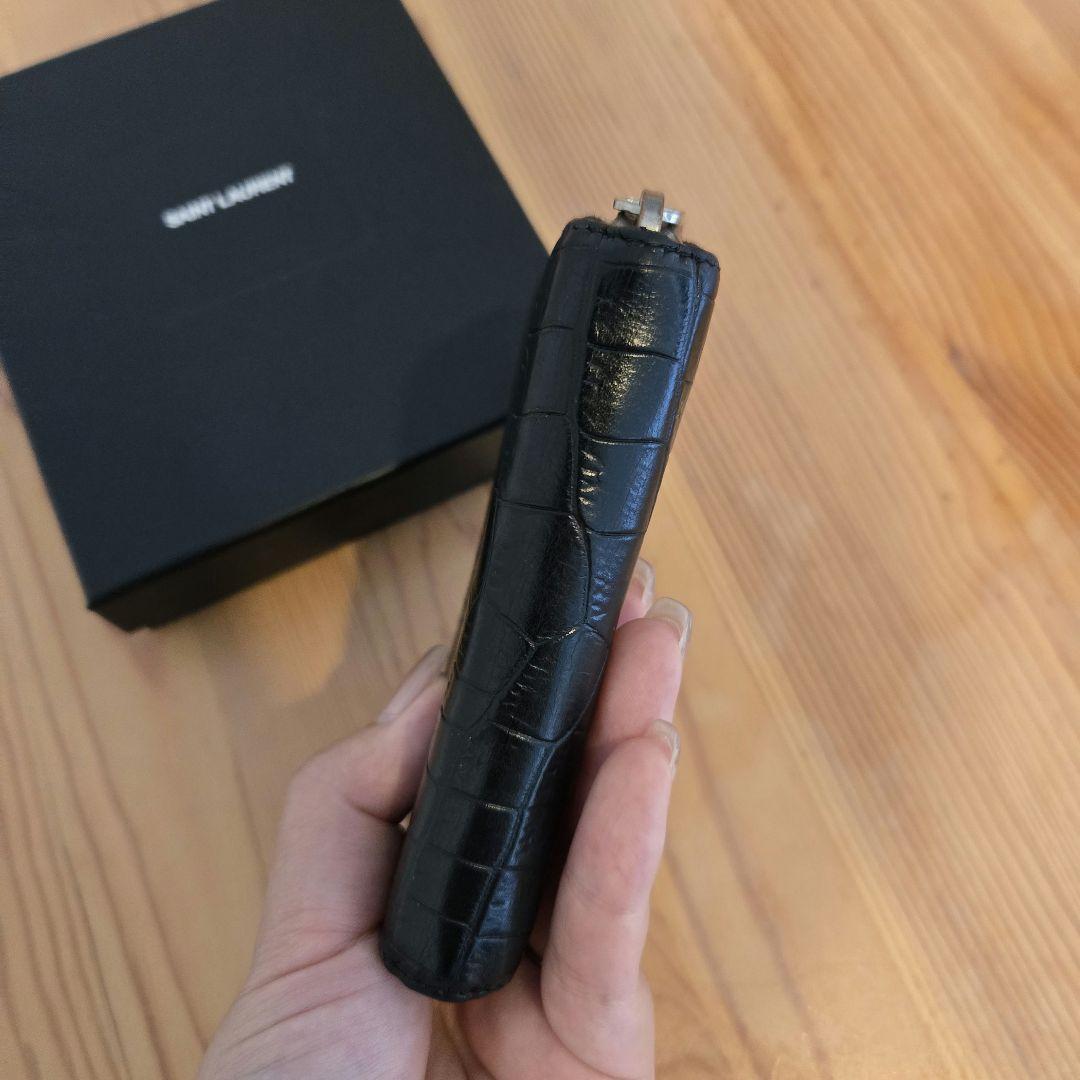 SAINT LAURENT ブラック ケース　クロコ型押し