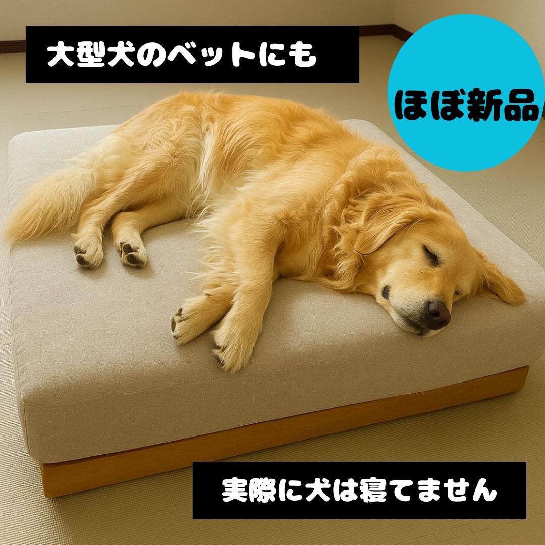 大型犬・人兼用ローソファ 未使用級 オットマン付 80×80 木製ベース