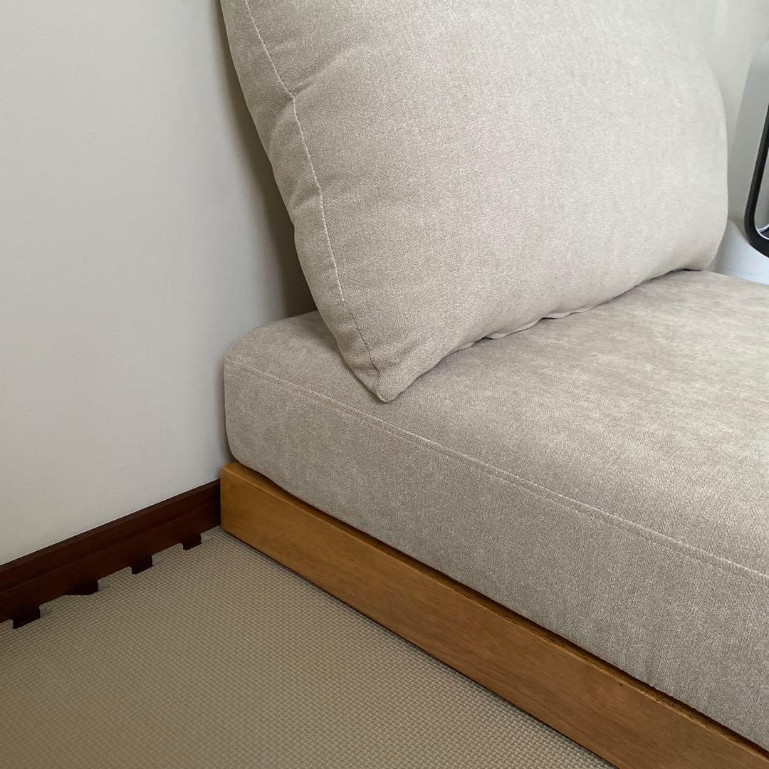大型犬・人兼用ローソファ 未使用級 オットマン付 80×80 木製ベース