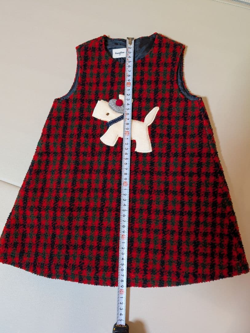 ファミリア　赤チェック　ワンピース
