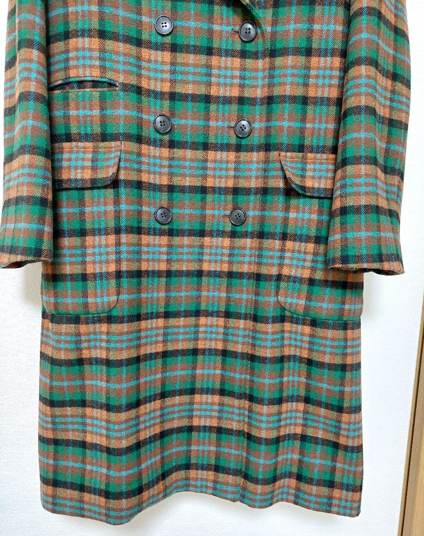 SLOBE IENA　マルチカラーチェックロングピーコート　38　美品✨
