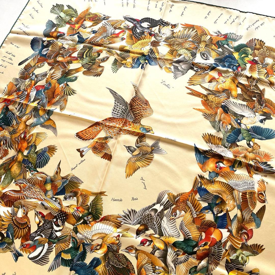 HERMES エルメス シルクスカーフ 鳥柄 カレ90 侵入者