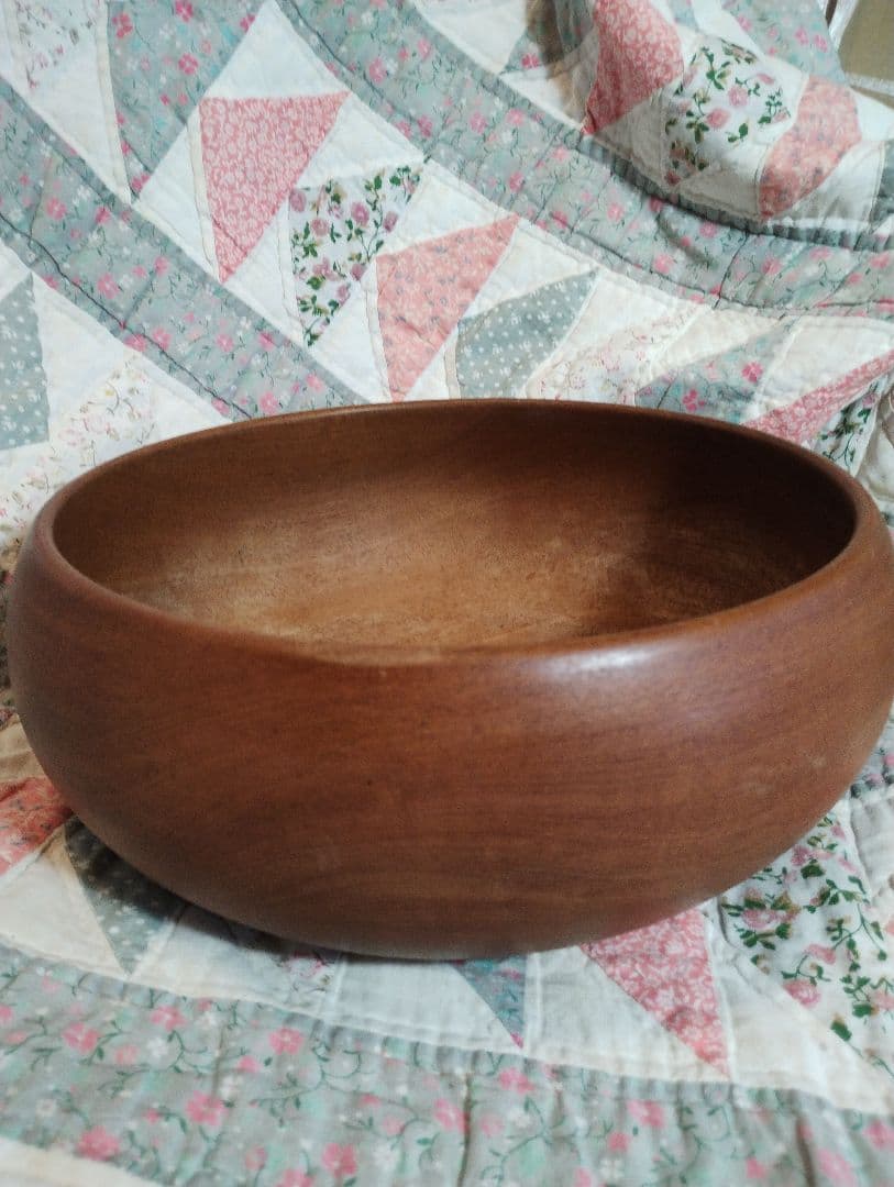 ビンテージ　北欧デンマーク　チーク　無垢材　木製サラダボウル大　円形　送料無料