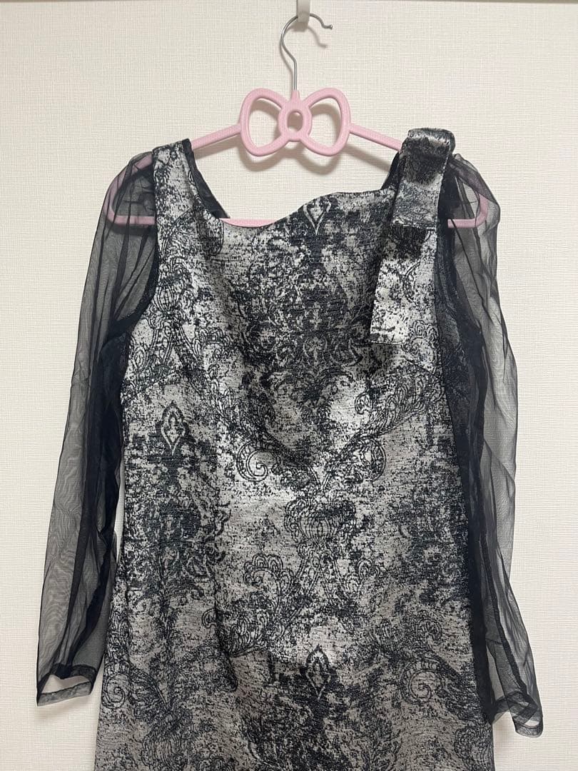 新品shoulder ribbon jacquard dress LE’RURE