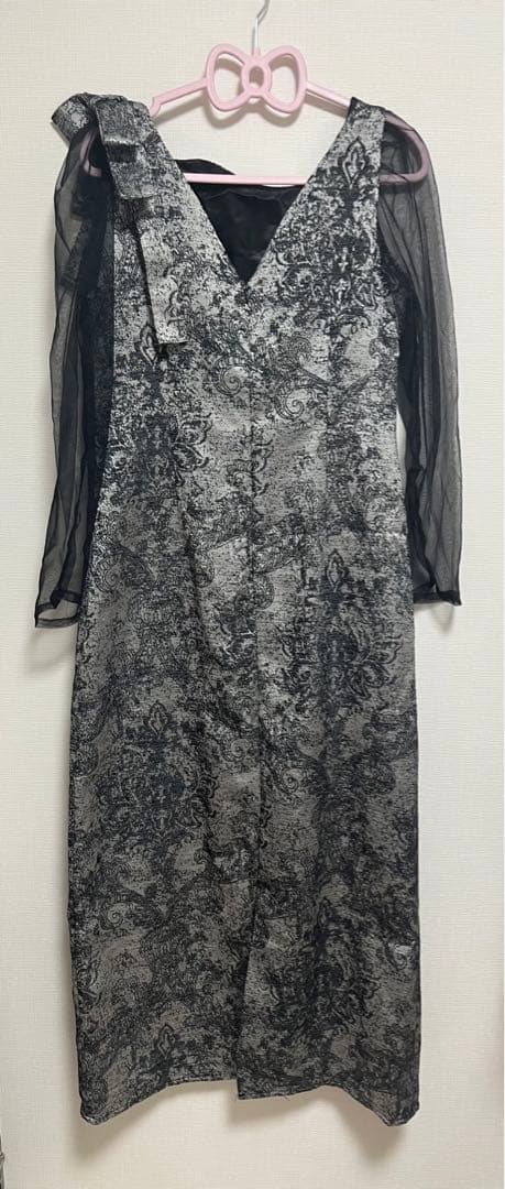 新品shoulder ribbon jacquard dress LE’RURE