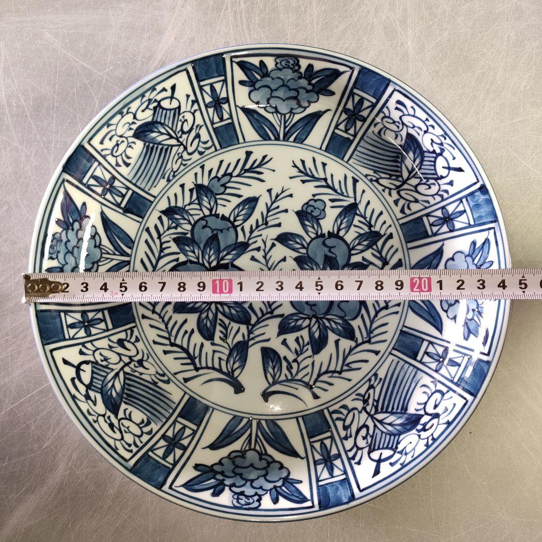 A1185-8/有田焼/源右衛門窯/染付芙蓉手皿6客/飾皿/盛皿/懐石道具/膾皿