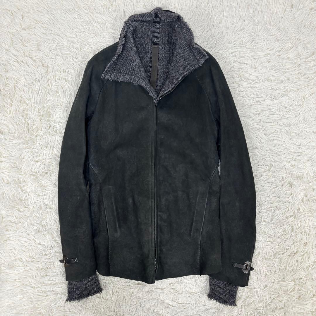 ISAAC SELLAM ラムレザー シングル ライダースジャケット S