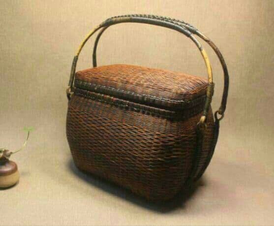 {竹編みバッグ 茶道具収納 収納ケース古風 職人手作り0