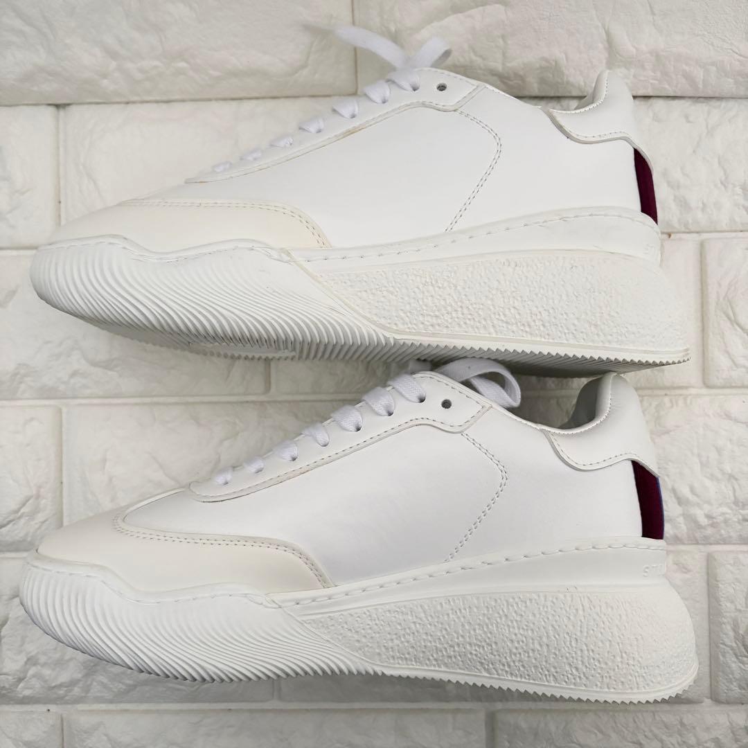 未使用級 ステラマッカートニー 厚底 スニーカー 白ストライプ 23cm