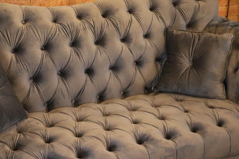 3Pソファ ベルベット グレー デラックスソファ 着脱式