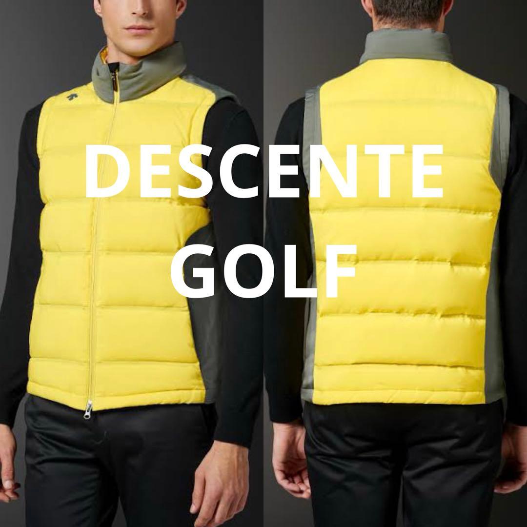 DESCENTE GOLF ハイブリッドダウンベスト イエロー×グレー