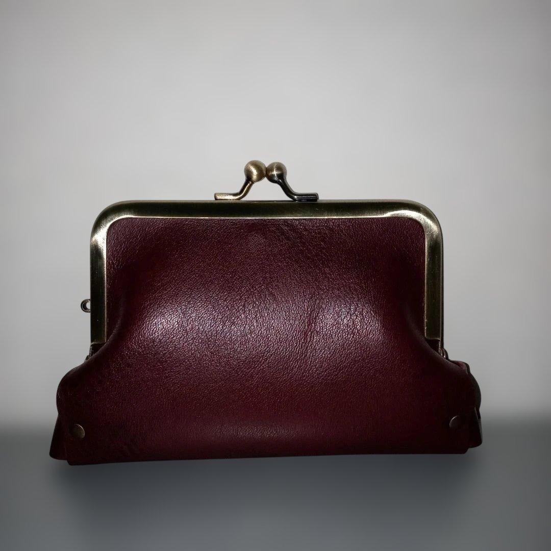 姫路レザー　親子がま口財布　コンパクト財布　紫　パープル　ヴァイオレット　がま口