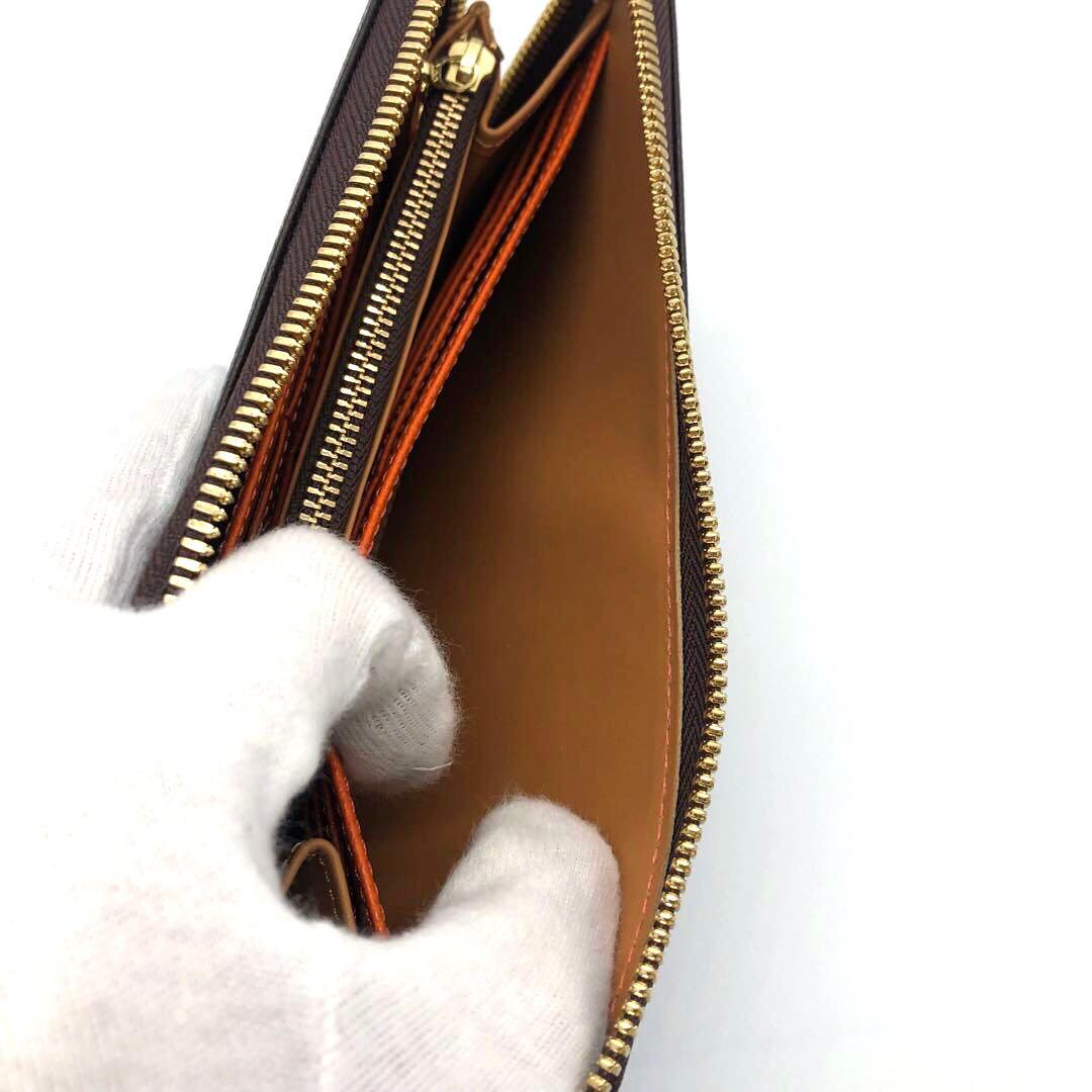 未使用✨長財布　ラウンドファスナー チョコ　オレンジ
