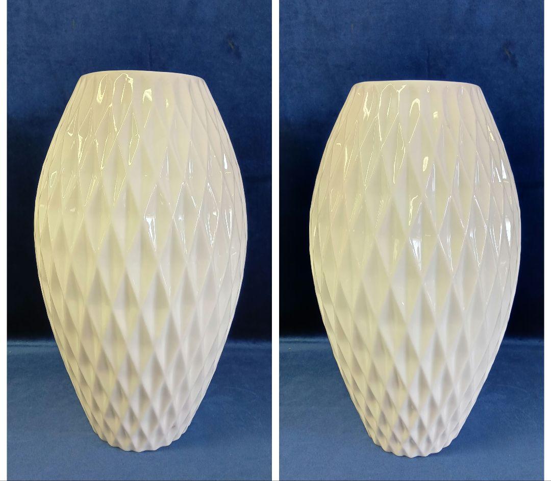 香蘭社　白磁　花瓶　ダイヤ　木箱入り　フラワーベース　花生　インテリア