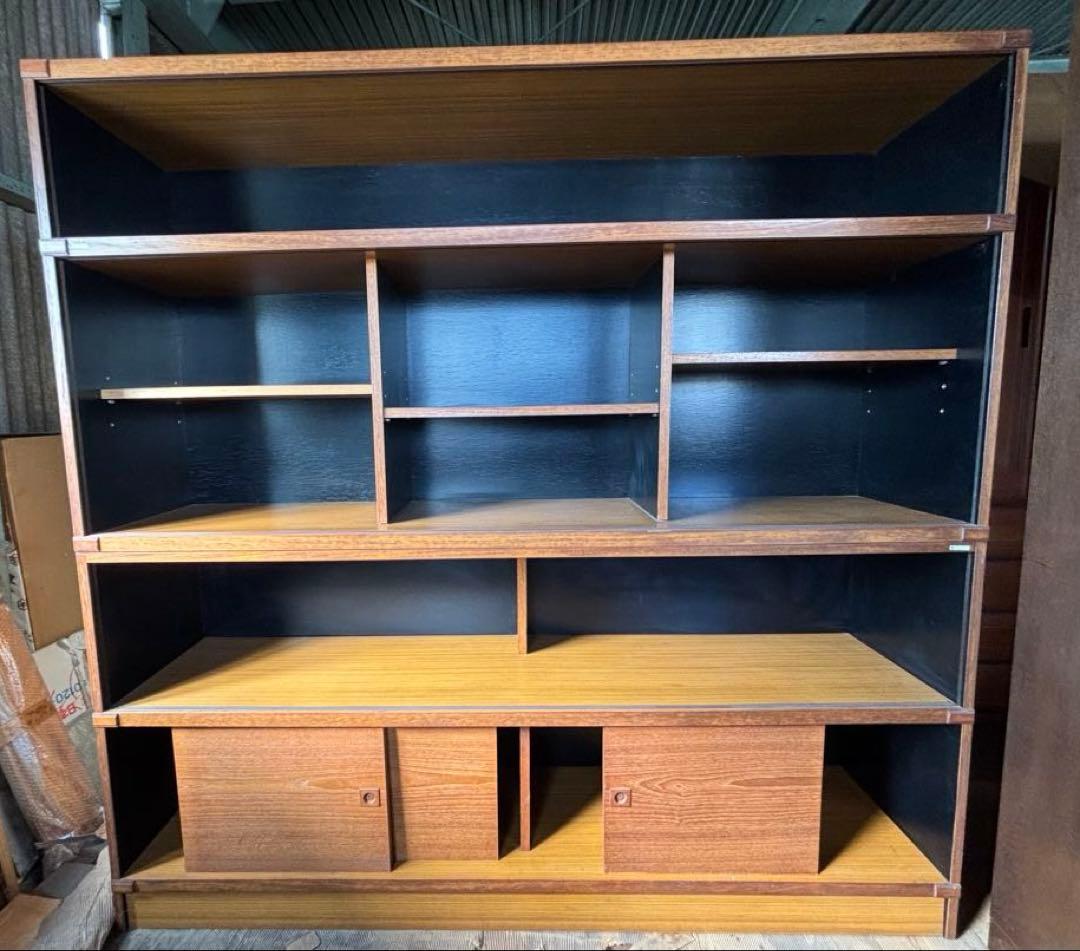 超希少pierre balmainヴィンテージ 昭和レトロ北欧風ガラス収納棚大型