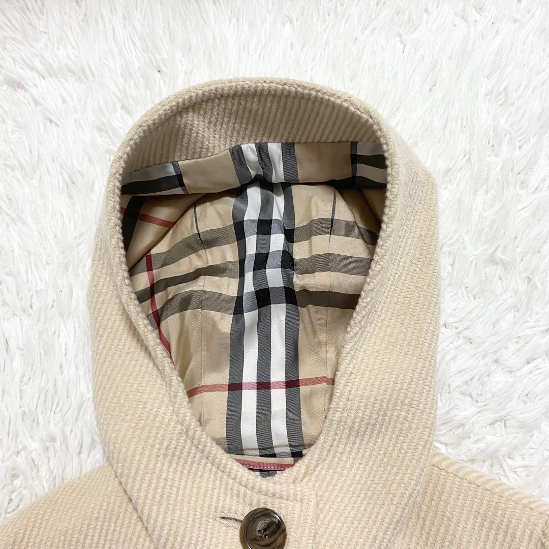 バーバリーブルーレーベル　ダッフルコート　ノバチェック　アンゴラ　アイボリー　M