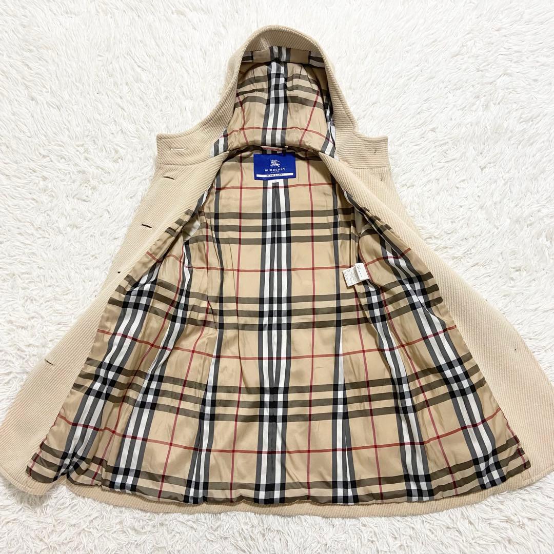 バーバリーブルーレーベル　ダッフルコート　ノバチェック　アンゴラ　アイボリー　M