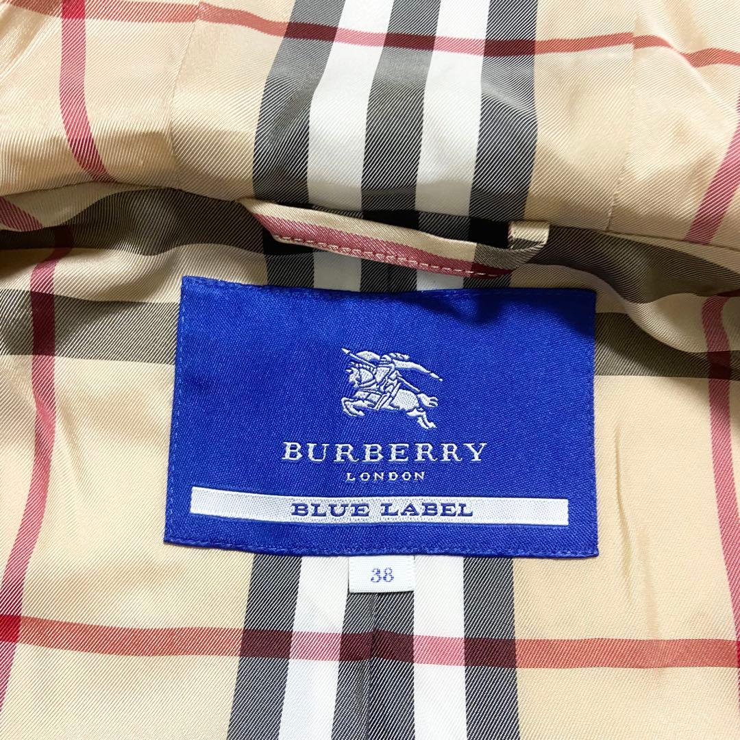 バーバリーブルーレーベル　ダッフルコート　ノバチェック　アンゴラ　アイボリー　M