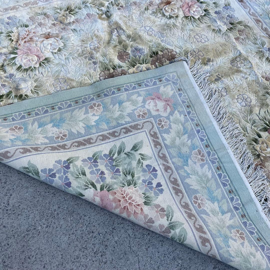 昭和レトロ アラベスク模様 花柄 ペルシャ絨毯 大型絨毯 カーペット ラグ