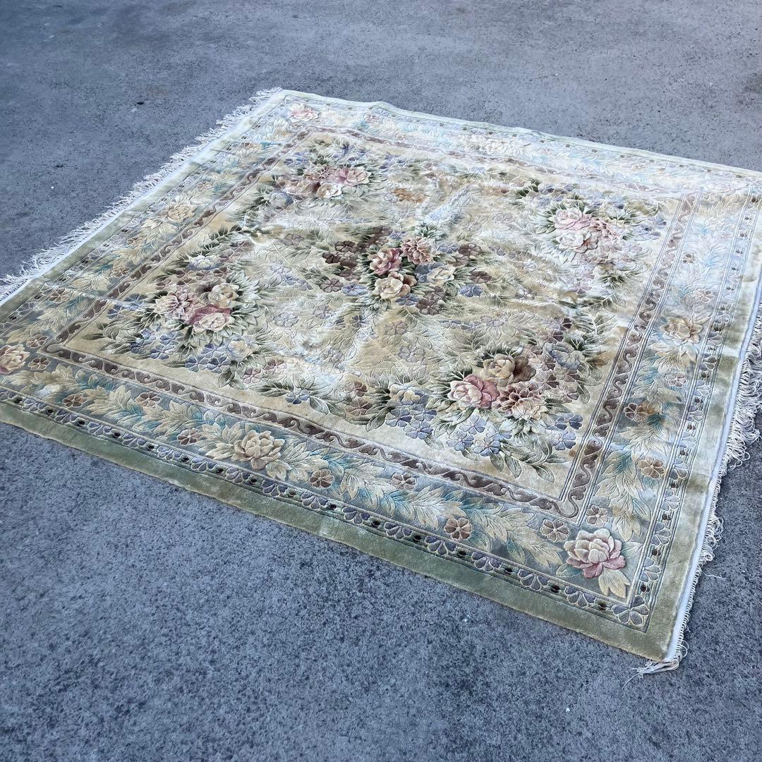 昭和レトロ アラベスク模様 花柄 ペルシャ絨毯 大型絨毯 カーペット ラグ