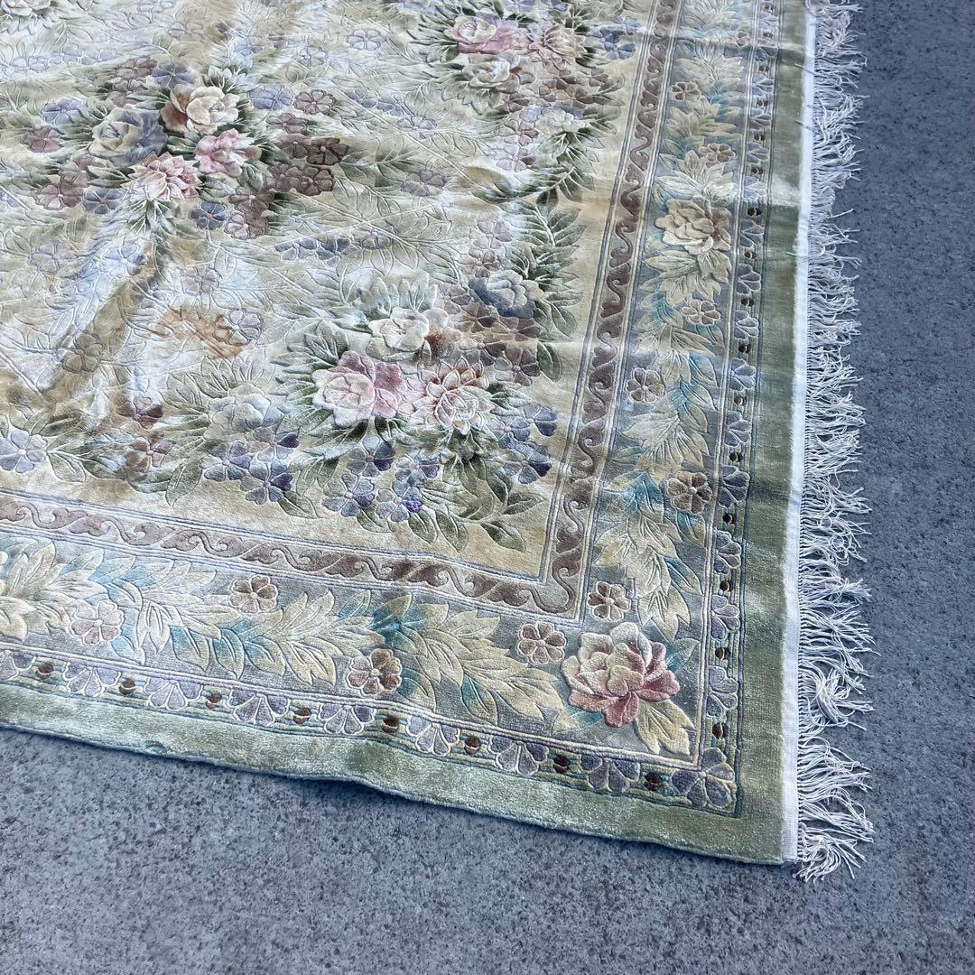 昭和レトロ アラベスク模様 花柄 ペルシャ絨毯 大型絨毯 カーペット ラグ