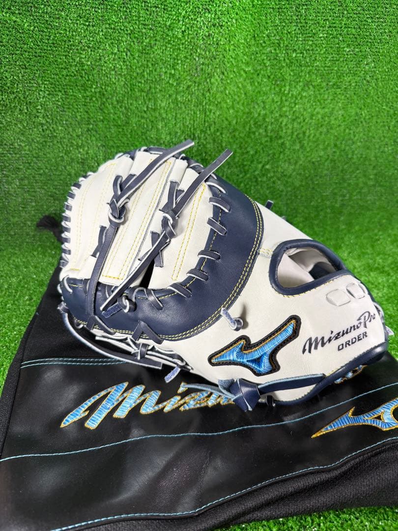 ミズノプロ　軟式オーダー　ファーストミット　ダイバーシティブルー　左投げ