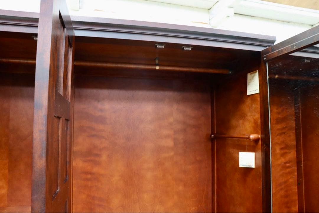 GMHH291○北海道民芸家具 ワードローブ クローゼット 洋服箪笥 飾り棚 樺