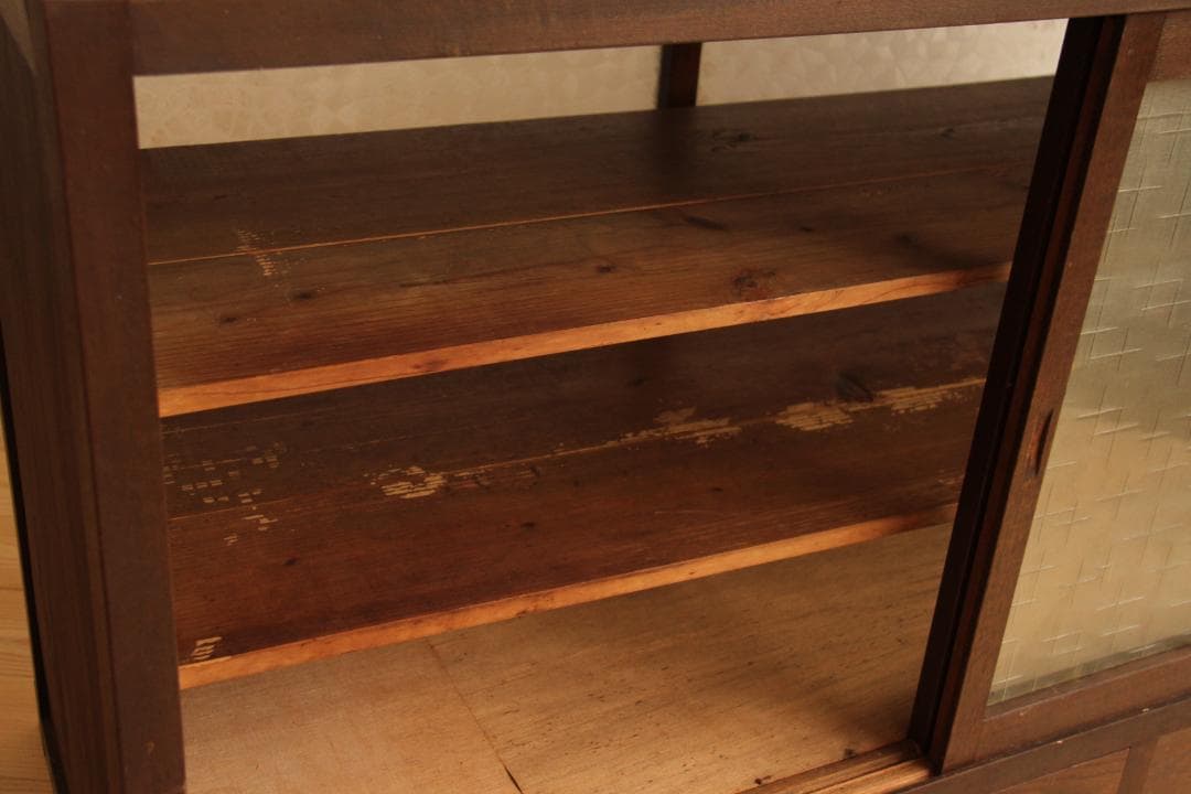 棚　両面引き戸　木製　アンティーク　古道具　古家具