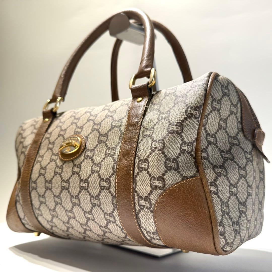 美品 オールドグッチ グッチプラス GGスプリーム ロゴ金具 ボストンバッグ