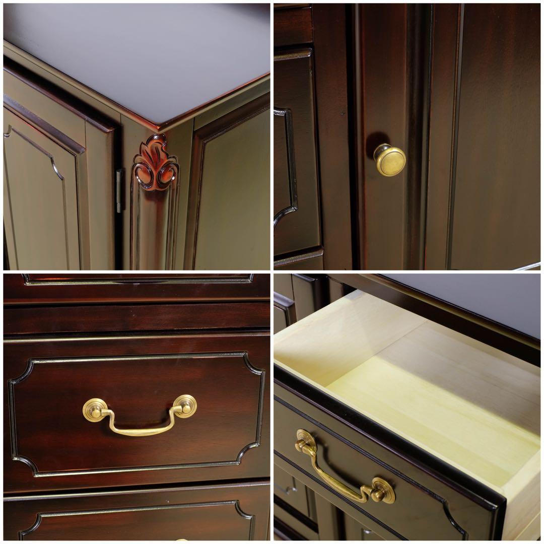 F新品 アンティーク調 キャビネット 110 リビング収納 本棚 食器棚 ボード