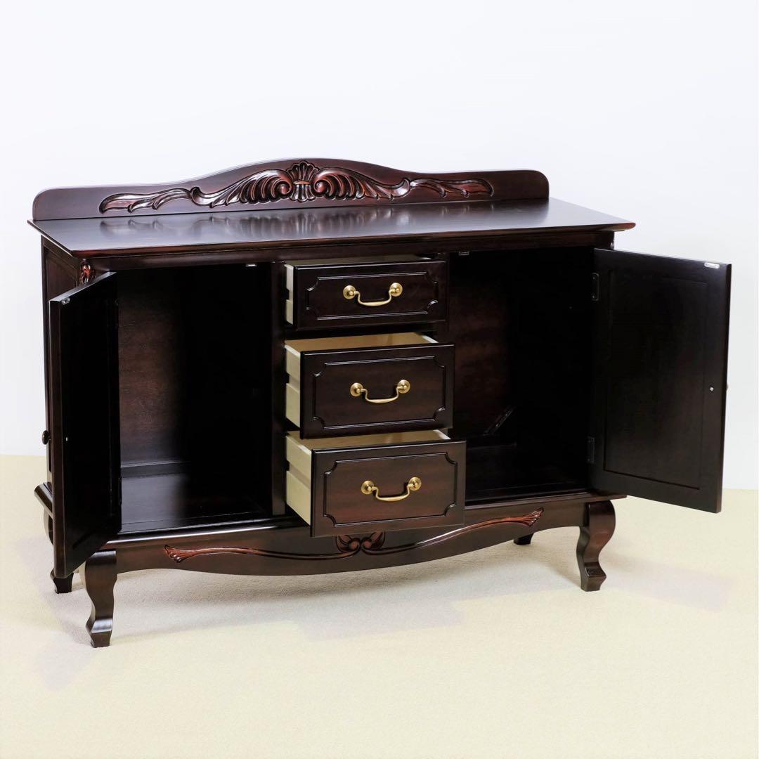 F新品 アンティーク調 キャビネット 110 リビング収納 本棚 食器棚 ボード